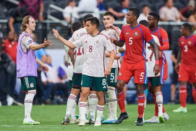 RECORD DATE NOT STATED CONCACAF NATIONS LEAGUE 2022-2023 Panama vs Mexico Third Place Francisco Sebastian Cordova and Carlos Rodriguez of Mexico during the game Panama vs Mexico (Mexican national team, Nationalteam , corresponding to Third Place of Final Four of the CONCACAF Nations League 2022-2023, at Allegiant Stadium, on June 18, 2023. <br><br> Francisco Sebastian Cordova y Carlos Rodriguez de Mexico durante el partido Panama vs Mexico (Seleccion Mexicana), correspondiente por el Tercer Lugar de la Final Four de la Liga de Naciones CONCACAF 2022-2023, en el Allegiant Stadium, el 18 de junio de 2023. LAS VEGAS NEVADA ESTADOS UNIDOS  Copyright: xCristianxdexMarchenax 20230618190513_CNL_23_3RD_PAN_MEX_RODRIGUEZ389