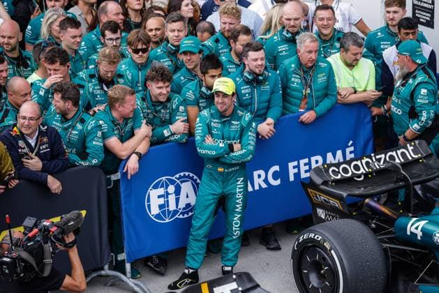 14 Fernando Alonso (ESP, Aston Martin Aramco Cognizant F1 Team), F1 Grand Prix of Canada at Circuit Gilles-Villeneuve on June 18, 2023 in Montreal, Canada. (Photo by HOCH ZWEI) Montreal Canada