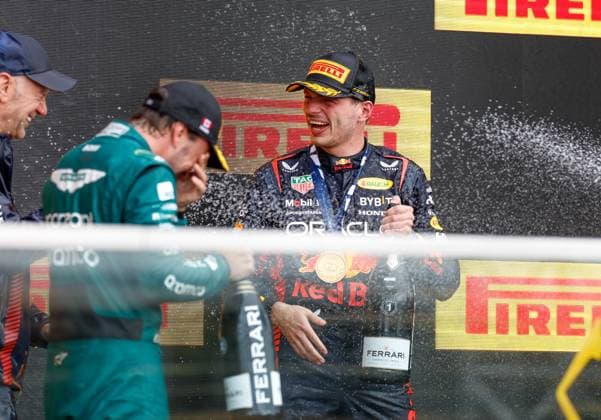 Adrian Newey (GBR, Oracle Red Bull Racing), 14 Fernando Alonso (ESP, Aston Martin Aramco Cognizant F1 Team), 1 Max Verstappen (NLD, Oracle Red Bull Racing), F1 Grand Prix of Canada at Circuit Gilles-Villeneuve on June 18, 2023 in Montreal, Canada. (Photo by HOCH ZWEI) Montreal Canada