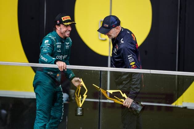 14 Fernando Alonso (ESP, Aston Martin Aramco Cognizant F1 Team), Adrian Newey (GBR, Oracle Red Bull Racing), F1 Grand Prix of Canada at Circuit Gilles-Villeneuve on June 18, 2023 in Montreal, Canada. (Photo by HOCH ZWEI) Montreal Canada