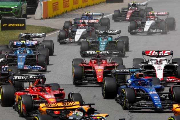 Start, 16 Charles Leclerc (MCO, Scuderia Ferrari), 23 Alexander Albon (THA, Williams Racing), F1 Grand Prix of Canada at Circuit Gilles-Villeneuve on June 18, 2023 in Montreal, Canada. (Photo by HOCH ZWEI) Montreal Canada