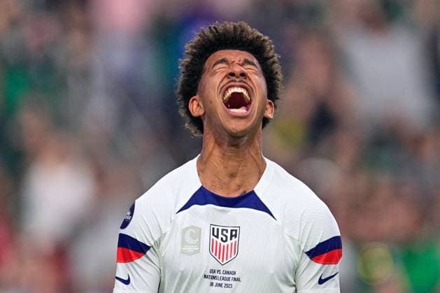 Sport Themen der Woche KW24 Sport Bilder des Tages RECORD DATE NOT STATED CONCACAF NATIONS LEAGUE 2022-2023 Canada vs United States Final Chris Richards celebrates his goal 0-1 of USa during the game Canada vs United States (USA), corresponding to Great Final Four of the CONCACAF Nations League 2022-2023, at Allegiant Stadium, on June 18, 2023. <br><br> Chris Richards celebra su gol 0-1 de USA durante el partido Canada vs Estados Unidos (EUA), correspondiente a la Gran Final del Final Four de la Liga de Naciones CONCACAF 2022-2023, en el Allegiant Stadium, el 18 de junio de 2023. LAS VEGAS NEVADA ESTADOS UNIDOS  Copyright: xJorgexMartinezx 20230618202429_CNL_23_F_CAN_USA_RICHARDS124