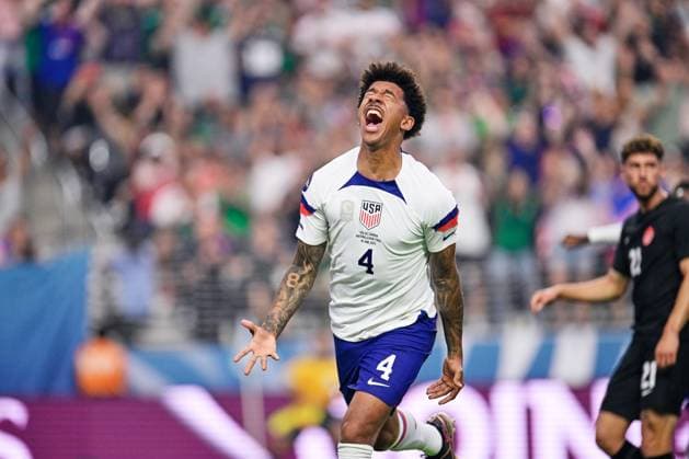 RECORD DATE NOT STATED CONCACAF NATIONS LEAGUE 2022-2023 Canada vs United States Final Chris Richards celebrates his goal 0-1 of USa during the game Canada vs United States (USA), corresponding to Great Final Four of the CONCACAF Nations League 2022-2023, at Allegiant Stadium, on June 18, 2023. <br><br> Chris Richards celebra su gol 0-1 de USA durante el partido Canada vs Estados Unidos (EUA), correspondiente a la Gran Final del Final Four de la Liga de Naciones CONCACAF 2022-2023, en el Allegiant Stadium, el 18 de junio de 2023. LAS VEGAS NEVADA ESTADOS UNIDOS  Copyright: xJorgexMartinezx 20230618203349_CNL_23_F_CAN_USA_RICHARDS141