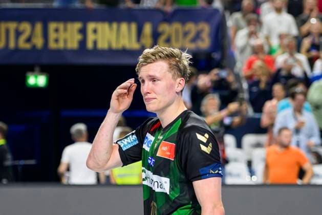 Schlussjubel MD, Gisli KRISTJANSSON (MD) weint, Traenen, heult, Handball Champions League Final Four, Finale, SC Magdeburg (MD) vs. Barlinek Industria Kielce 30:29 n.V., am 18.06.2023 in Koeln Deutschland. Â