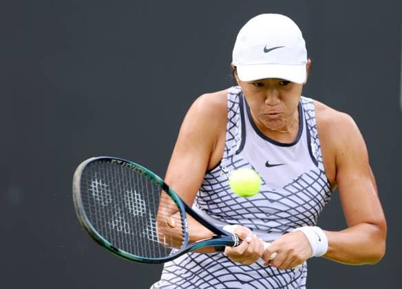 Mandatory Credit: Photo by Ryan Browne Shutterstock (13975088f) Xiyu Wang of China during her Qualifying round against Viktoriya Tomova of Bulgaria. Rothesay Classic, Day One, Tennis, Edgbaston Priory Club, Birmingham, UK - 19 Jun 2023 Rothesay Classic, Day One, Tennis, Edgbaston Priory Club, Birmingham, UK - 19 Jun 2023  Copyright: xRyanxBrowne Shutterstockx 13975088f