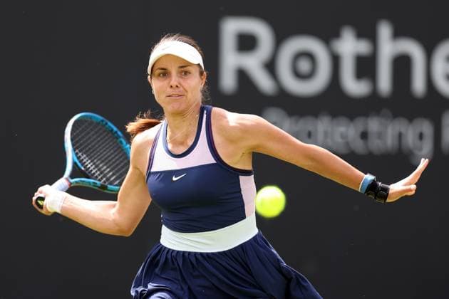 Mandatory Credit: Photo by Ryan Browne Shutterstock (13975088l) Viktoriya Tomova of Bulgaria during her Qualifying round against Xiyu Wang of China. Rothesay Classic, Day One, Tennis, Edgbaston Priory Club, Birmingham, UK - 19 Jun 2023 Rothesay Classic, Day One, Tennis, Edgbaston Priory Club, Birmingham, UK - 19 Jun 2023  Copyright: xRyanxBrowne Shutterstockx 13975088l