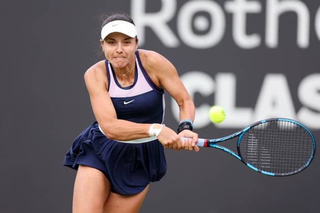 Mandatory Credit: Photo by Ryan Browne Shutterstock (13975088g) Viktoriya Tomova of Bulgaria during her Qualifying round against Xiyu Wang of China. Rothesay Classic, Day One, Tennis, Edgbaston Priory Club, Birmingham, UK - 19 Jun 2023 Rothesay Classic, Day One, Tennis, Edgbaston Priory Club, Birmingham, UK - 19 Jun 2023  Copyright: xRyanxBrowne Shutterstockx 13975088g
