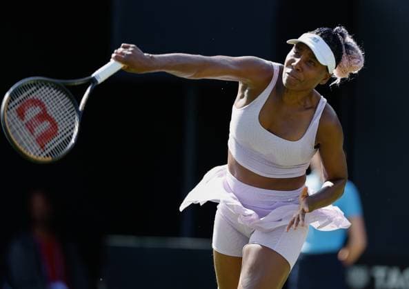 19th June 2023; Edgbaston Priory Club, Birmingham, England: Rothesay Classic Birmingham, Day 1; Venus Williams (USA) during her match against Camila Giorgi (ITA)  ActionPlus12521381 RogerxEvans