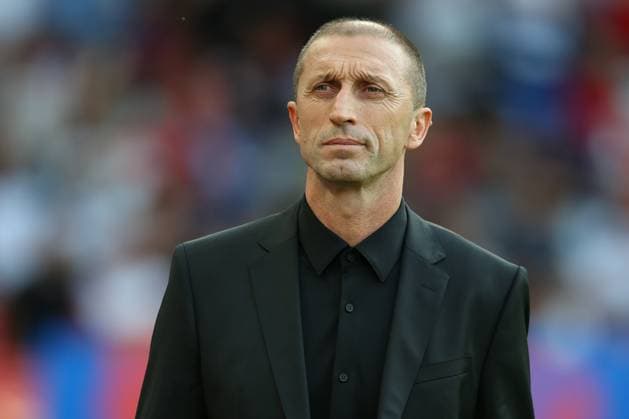 England v North Macedonia: Group C - UEFA EURO, EM, Europameisterschaft,Fussball 2024 Qualifying Round Blagoja Milevski, Head coach of North Macedonia on the side line before the UEFA EURO 2024 Qualifying Round Group C match between England and North Macedonia at Old Trafford on June 19, 2023 in Manchester, England. Manchester Old Trafford Manchester England Copyright: xNigelxFrench Sportsphoto APLx 13950541