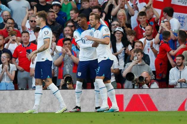 England v North Macedonia UEFA EURO, EM, Europameisterschaft,Fussball 2024 Qualifiers Harry Kane of England celebrates scoring his sides 1st goal during the UEFA Euro 2024 Qualifiers Group C match at Old Trafford, Manchester Copyright: xPaulxChestertonx FIL-18631-0022 UK Newspapers OUT