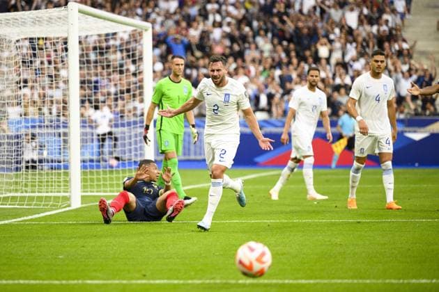 MBAPPE Kylian (FRA) vs Grorge Baldock (Gre) FOOTBALL : France vs Grece - Qualifications Euro2024 - 19 06 2023 JBAutissier Panoramic  