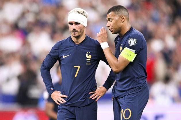 GRIEZMANN Antoine (FRA) MBAPPE Kylian (FRA) FOOTBALL : France vs Grece - Qualifications Euro2024 - 19 06 2023 JBAutissier Panoramic  