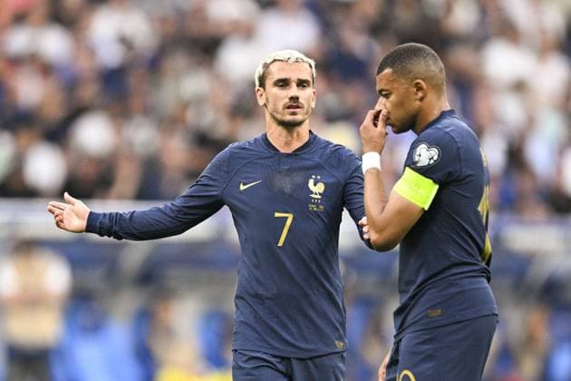 GRIEZMANN Antoine (FRA) MBAPPE Kylian (FRA) FOOTBALL : France vs Grece - Qualifications Euro2024 - 19 06 2023 JBAutissier Panoramic  