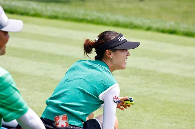 SPRINGFIELD, NJ - JUNE 19: Lydia Ko of New Zealand smiles at the 1st tee during practice for the LPGA, Golf Damen KPMG Women™s PGA, Golf Herren Championship on June 19, 2023 at Baltusrol Golf Club (Lower Course) in Springfield, New Jersey. (Photo by Rich Graessle Icon Sportswire) GOLF: JUN 19 LPGA KPMG Women™s PGA Championship EDITORIAL USE ONLY Icon23061918120