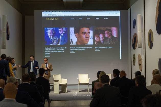 Foto Stefano Porta LaPresse 20-06-2023 Milano, Italia - Cronaca - Gallerie d™Italia. Lancio Globale dell™indice dei 100 giocatori golden boy di Tuttosport Nella foto Massimo Franchi e Federico Ferri June 20, 2023 Milan, Italy - News - Galleries of Italy. Global launch of the index of the 100 golden boy players of Tuttosport  Copyright: xStefanoxPorta LaPressex