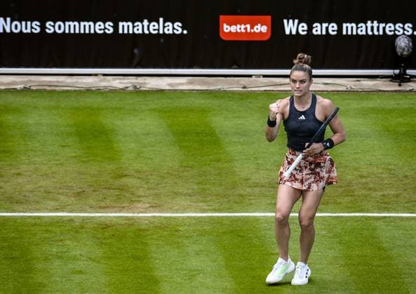 21.06.2023, xlakx, Tennis, WTA, Tennis Damen -Tour 2023 in Berlin emspor, v.l.Maria Sakkari (Griechenland) ,Jubel,Freude Berlin
