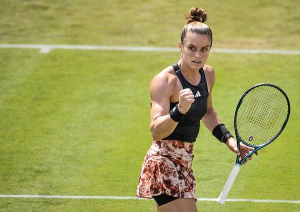 21.06.2023, xlakx, Tennis, WTA, Tennis Damen -Tour 2023 in Berlin emspor, v.l.Maria Sakkari (Griechenland) ,Jubel,Freude Berlin