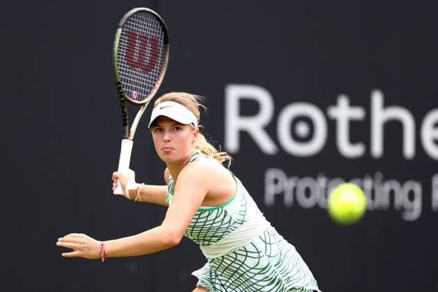 Mandatory Credit: Photo by Ryan Browne Shutterstock (13977103aj) Linda Fruhvirtova of of the Czech Republic. Rothesay Classic, Day Three, Tennis, Edgbaston Priory Club, Birmingham, UK - 21 Jun 2023 Rothesay Classic, Day Three, Tennis, Edgbaston Priory Club, Birmingham, UK - 21 Jun 2023  Copyright: xRyanxBrowne Shutterstockx 13977103aj