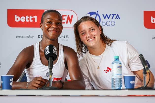 Pressekonferenz: Noma NOHA AKUGUE GER und Jule NIEMEIER GER, bett1open presented by ecotrans Group, Berlin, LTTC Rot-Weiß Berlin, 21.06.2023, Copyright: xClaudioxGärtnerx