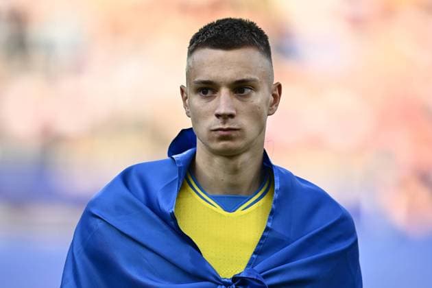 BUCHAREST, ROMANIA - JUNE 21: Volodymyr Brazhko of Ukraine during the UEFA Under-21 Euro 2023 Group B match between Ukraine and Croatia at Stadium Rapid-GiuleÈ™ti on June 21, 2023 in Bucharest, R Ukraine v Croatia - UEFA Under-21 Euro 2023 Copyright: xSebastianxFrejx