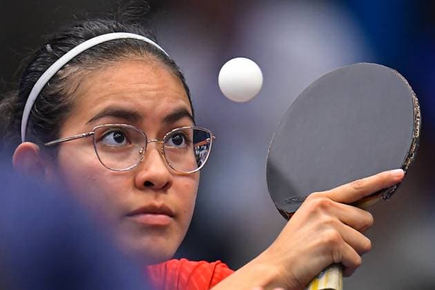 Clio Barcenas of Mexico during the game Mexico vs Costa Rica, corresponding to the first stage of Womens Team Table tennis, Tischtennis at the Central American and Caribbean Games San Salvador 2023, at EL Polvorin Sports Complex, on June 21, 2023. <br><br> Clio Barcenas de Mexico durante el juego Mexico vs Costa Rica, correspondiente a la primera ronda de Tenis de Mesa Femenil por equipos en los Juegos Centroamericanos y del Caribe San Salvador 2023, en el Complejo Deportivo EL Polvorin, el 21 de Junio de 2023. JCC San Salvador 2023 Mexico vs Costa Rica 