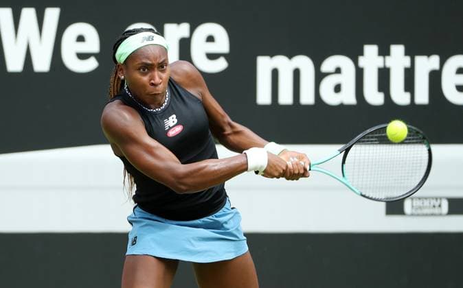 Coco Gauff (USA), Centre Court auf der Tennisanlage des LTTC Rot Weiss e.V. Steffi Graf Stadion Tennis bett1 open WTA, Tennis Damen 500 Turnier auf Rasen Damen Saison 2022 2023 22.06.2023