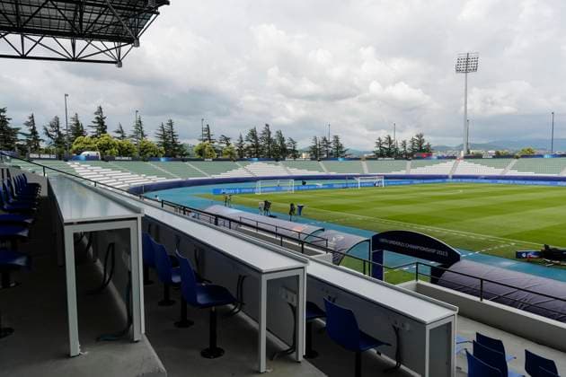 UEFA U21, U 21 EM, Deutschland - Israel, 1. Gruppenspiel, 21.06.2023, Ramas-Schengelia-Stadion, Kutaissi Blick von der Pressetribuene in den Innenraum des Ramas-Schengelia-Stadion, UEFA U21-Fussball-Europameisterschaft in Rumaenien und Georgien, 1. Gruppenspiel, Deutschland - Israel, am 21.06.2023, Ramas-Schengelia-Stadion, Kutaissi in Georgien Copyright: xBEAUTIFULxSPORTS Meuselx