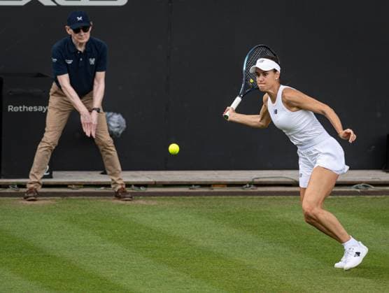 22nd June 2023; Edgbaston Priory Club, Birmingham, England: Rothesay Classic Birmingham, Day 4; Sorana Cirstea (ROU) prepares to hit a forehand in her match with Magdalena Frech (POL)  ActionPlus12522253 GodfreyxPitt