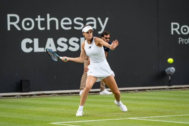 22nd June 2023; Edgbaston Priory Club, Birmingham, England: Rothesay Classic Birmingham, Day 4; Sorana Cirstea (ROU) hits a forehand in her match with Magdalena Frech (POL)  ActionPlus12522272 GodfreyxPitt