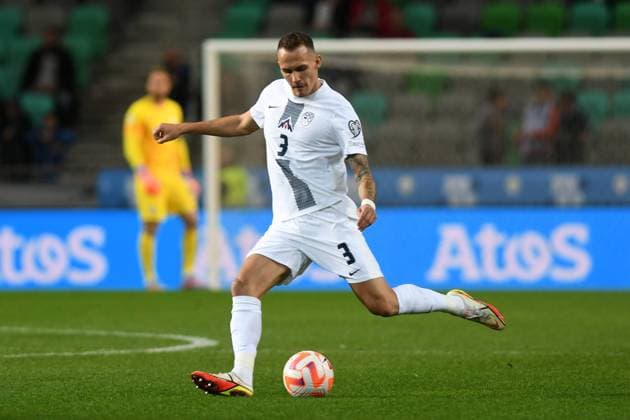 JURE BALKOVEC, UEFA EURO, EM, Europameisterschaft,Fussball 2024 Qualifying, Slovenia-San Marino 2-0, azione, Action Single Shot UEFA QUALIFICAZIONI EURO 2024 SLOVENIA-SAN MARINO 2-0