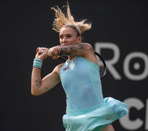 22nd June 2023; Edgbaston Priory Club, Birmingham, England: Rothesay Classic Birmingham, Day 4; Tereza Martincova (CZE) hits a double-handed backhand during her game versus Barbora Krejcikova (CZE)  ActionPlus12522480 GodfreyxPitt
