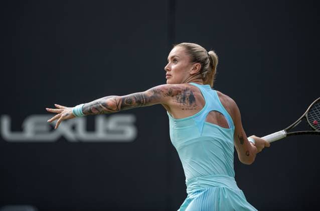 22nd June 2023; Edgbaston Priory Club, Birmingham, England: Rothesay Classic Birmingham, Day 4; Tereza Martincova (CZE) concentrates on the ball during her game versus Barbora Krejcikova (CZE)  ActionPlus12522484 GodfreyxPitt