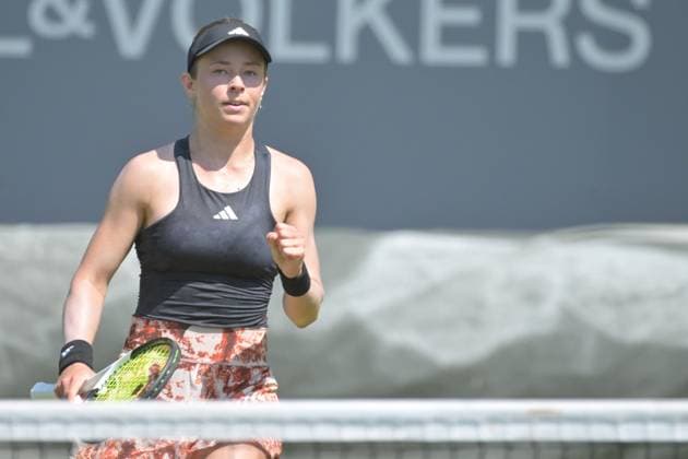 24.06.2023, xbrx, Tennis Bad Homburg Open WTA, Tennis Damen 250, emspor, v.l. Volynets, Katie (USA), jubelt, gestikuliert, mit den Armen gestikulieren Bad Homburg