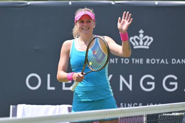 24.06.2023, xbrx, Tennis Bad Homburg Open WTA, Tennis Damen 250, emspor, v.l. Baindl, Kateryna (UKR), jubelt, jubeln nach Spielende, Siegerin, Winner, laechelt, laecheln, Lachen, smile Bad Homburg