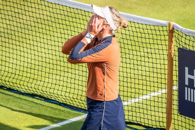 Bett1 Open WTA, Tennis Damen 500. Berlin, 24.06.2023 Donna Vekic (Kroatien) feiert den Sieg und geht ins Finale Halbfinale Bett1 Open WTA 500. Steffi Graf Stadion, Rot-Weiss Tennis Club, Berlin, 24.06.2023 Bett1Open Copyright: xBEAUTIFULxSPORTS LucianoxLimax