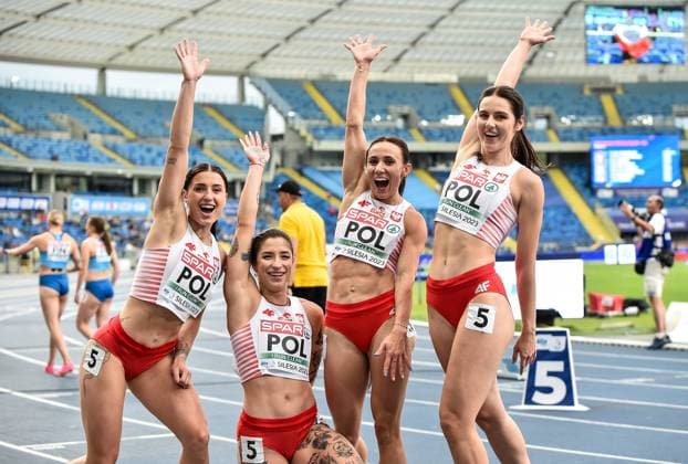Bilder des Jahres 2023, Sport 06 Juni Sport Themen der Woche KW25 Sport Bilder des Tages 2023.06.24 Chorzow Lekkoatletyka Igrzyska Europejskie Krakow-Malopolska 2023 Igrzyska Europejskie N z Magdalena Stefanowicz, Ewa Swoboda, Marika Popowicz-Drapala, Monika Romaszko Foto Lukasz Sobala PressFocus 2023.06.24 Chorzow Athletics Europaspiele Krakow Malopolska 2023 Magdalena Stefanowicz, Ewa Swoboda, Marika Popowicz-Drapala, Monika Romaszko Credit: Lukasz Sobala PressFocus NEWSPIX.PL --- Newspix.pl  20230624PFa_LSA392