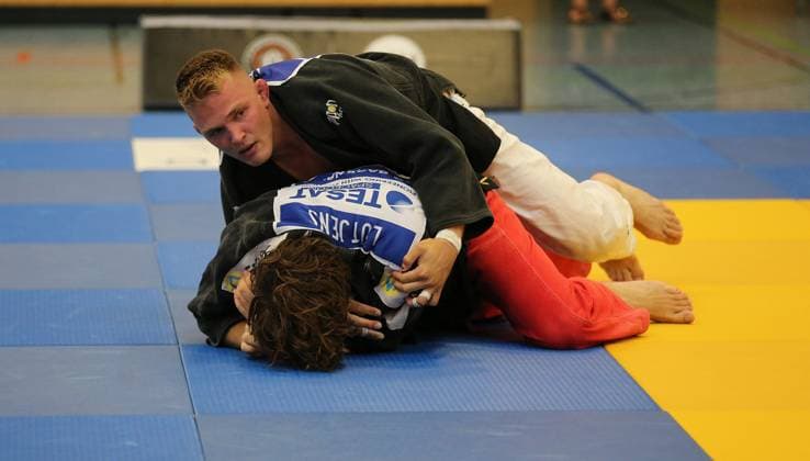 24.06.2023 xmgoodx Offenbach 1. Judo-Bundesliga 2023 1. JC Samurai Offenbach gegen TSG BACKNANG Markus Seifert (Samurai) gegen Benjamin Lütjens (Backnang)