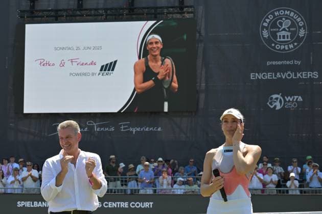 Sport Bilder des Tages 25.06.2023, xbrx, Tennis Bad Homburg Open WTA, Tennis Damen 250, emspor, v.l. Abschiedsspiel Petkovic, Andrea (GER),Petkovic, Andrea (GER) Bad Homburg