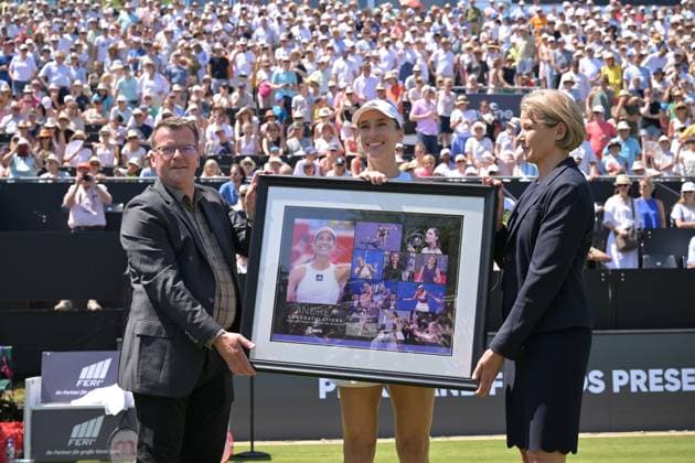 25.06.2023, xbrx, Tennis Bad Homburg Open WTA, Tennis Damen 250, emspor, v.l. Abschiedsspiel Petkovic, Andrea (GER), Andrea (GER), fans, Zuschauer Bad Homburg