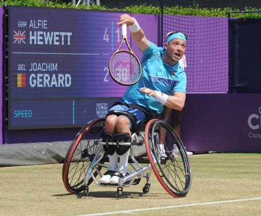 Sport Themen der Woche KW25 Tennis - 2023 ATP, Tennis Herren Queens Club Cinch Championship - Finals Day - Queen™s Club - Sunday 25th June 2023 Mens Wheelchair singles Final Alfie Hewett (GBR) v Joachim Gerard (BEL) Alfie Hewett (GBR) 