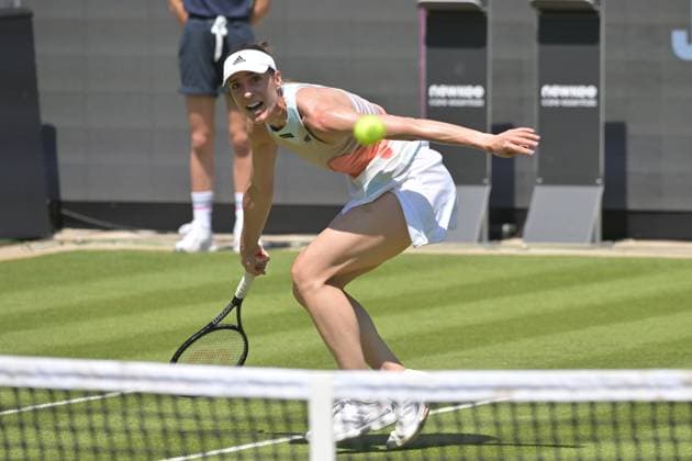 25.06.2023, xbrx, Tennis Bad Homburg Open WTA, Tennis Damen 250, emspor, v.l. Abschiedsspiel Petkovic, Andrea (GER), Petkovic, Andrea (GER), spielt den Ball Bad Homburg