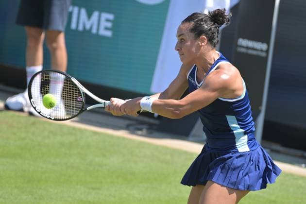 25.06.2023, xbrx, Tennis Bad Homburg Open WTA, Tennis Damen 250, emspor, v.l. Trevisan, Martina (ITA), spielt den Ball, fokussiert, konzentriert Bad Homburg