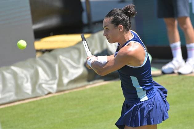 25.06.2023, xbrx, Tennis Bad Homburg Open WTA, Tennis Damen 250, emspor, v.l. Trevisan, Martina (ITA), spielt den Ball, fokussiert, konzentriert Bad Homburg