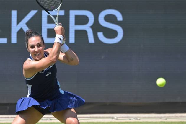 25.06.2023, xbrx, Tennis Bad Homburg Open WTA, Tennis Damen 250, emspor, v.l. Trevisan, Martina (ITA), spielt den Ball, fokussiert, konzentriert Bad Homburg