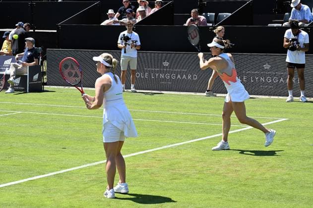 25.06.2023 Tennis, WTA, Tennis Damen Bad Homburg Open 2023 Abschiedsmatch von Tennisspielerin Andrea Petkovic (GER) Doppel mit Kerber, Angelique (GER) und Petkovic, Andrea (GER), emspor, DFL regulations prohibit any use of photographs as image sequences and or quasi-video
