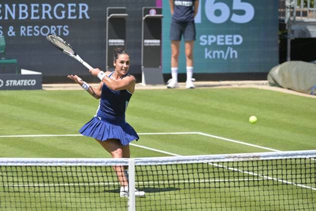 25.06.2023, xbrx, Tennis Bad Homburg Open WTA, Tennis Damen 250, emspor, v.l. Trevisan, Martina (ITA), spielt den Ball, fokussiert, konzentriert Bad Homburg