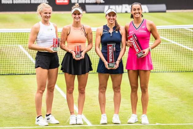 Bett1 Open WTA, Tennis Damen 500. Berlin, 25.06.2023 Katerina Siniakova (Tschechien) Marketa Vondrousova (Tschechien) Luisa Stefani (Brasilien) Caroline Garcia (Frankreich) Bett1 Open Finale WTA 500. Steffi Graf Stadion, Rot-Weiss Tennis Club, Berlin, 25.06.2023 Bett1Open Copyright: xBEAUTIFULxSPORTS LucianoxLimax