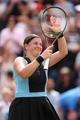 Mandatory Credit: Photo by Ryan Browne Shutterstock (13977110ab) Jelena Ostapenko of Latvia celebrates winning the Rothesay Classic Trophy. Rothesay Classic, Day Seven, Tennis, Edgbaston Priory Club, Birmingham, UK - 25 Jun 2023 Rothesay Classic, Day Seven, Tennis, Edgbaston Priory Club, Birmingham, UK - 25 Jun 2023 Copyright: xRyanxBrowne Shutterstockx 13977110ab