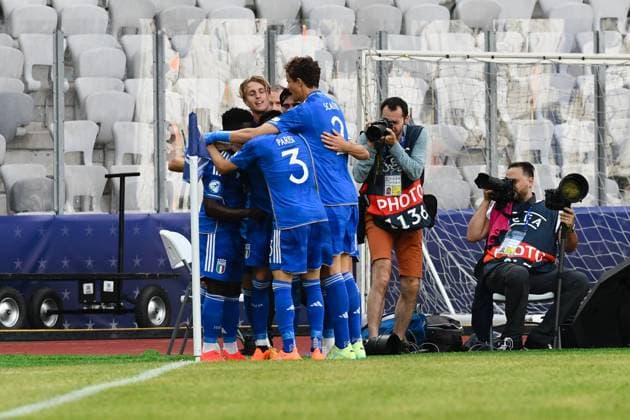 UEFA European Under-21 Championship Group D: Switzerland U21, U 21 vs Italy U21 Players of Italy celebrating during UEFA European Under-21 Championship Group D: Switzerland U21 vs Italy U21, disputed on Cluj Arena, 25 June 2023 Cluj-Napoca Cluj Arena Romania Copyright: xAncaxTepeix