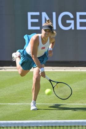 25.06.2023, xbrx, Tennis Bad Homburg Open WTA, Tennis Damen 250, emspor, v.l. Aufwaermprogramm der Profis, warm up, Lisicki, Sabine (GER) Bad Homburg